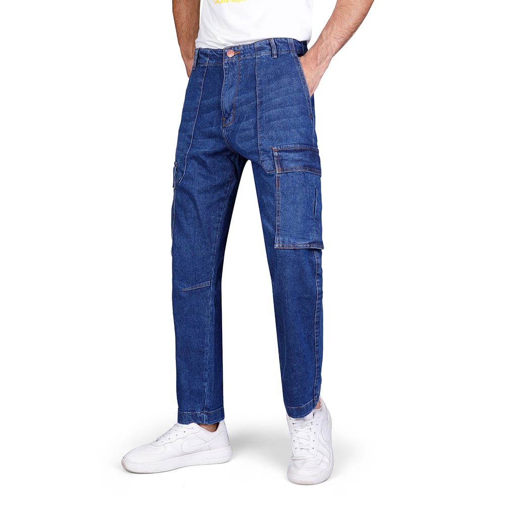 Coup - Cargo Mid-Rise Denim Jeans with Pockets and Button Closure Coup - Cargo Mid-Rise Denim Jeans with Pockets and Button Closure