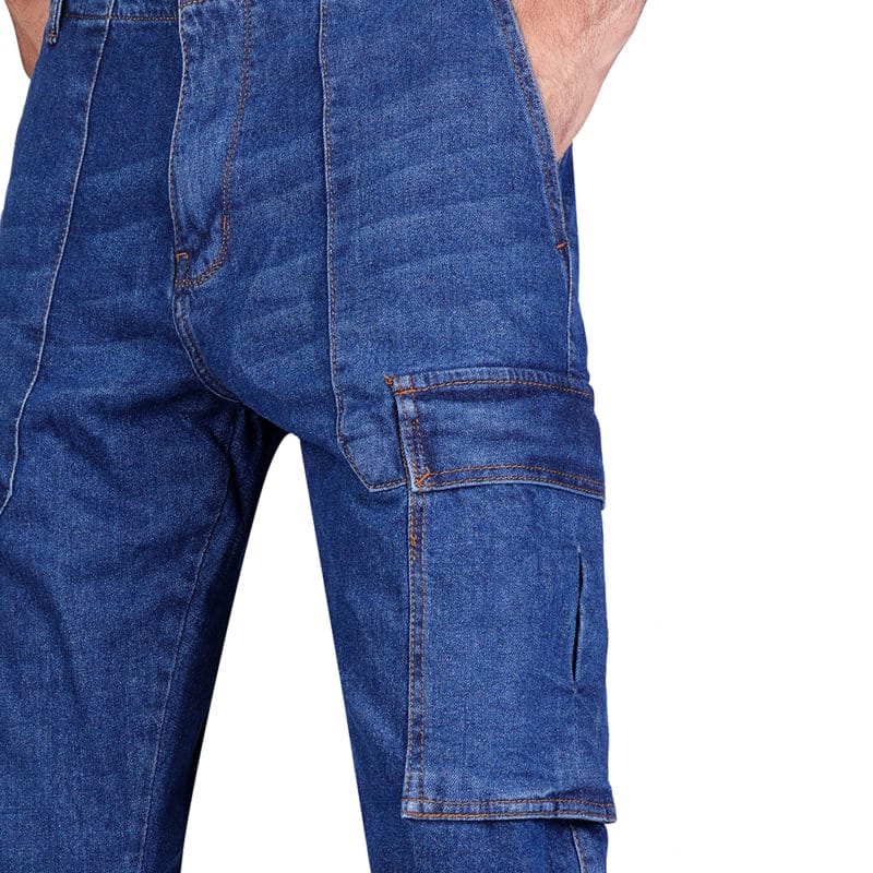 Coup - Cargo Mid-Rise Denim Jeans with Pockets and Button Closure - Image 2