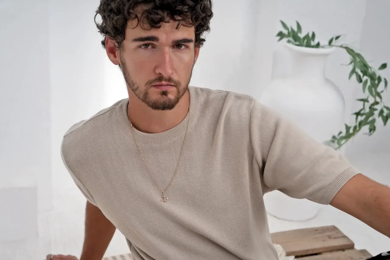 C oup Collection Textured Stone Relaxed Cut Knitwear Pique T-Shirt C oup Collection Textured Stone Relaxed Cut Knitwear Pique T-Shirt