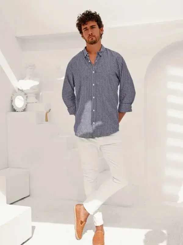 Coup - Vertical Stripe Button Down Shirt