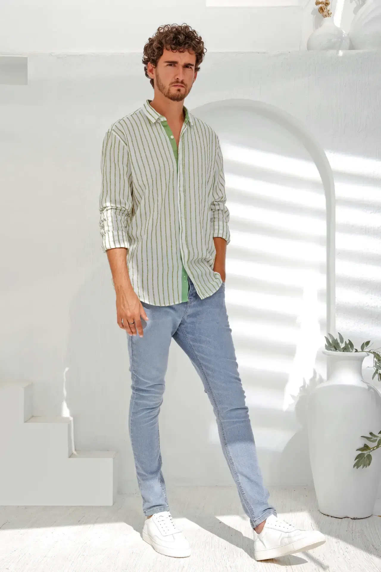 Coup - Vertical Stripe Button Down Shirt For Men Coup - Vertical Stripe Button Down Shirt For Men