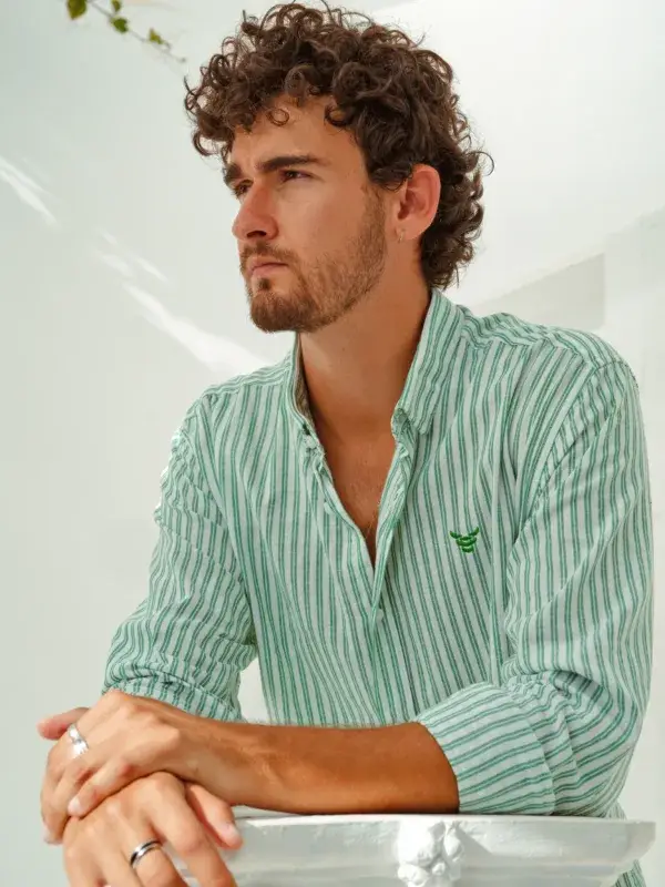 Coup - Vertical Stripe Button Down Shirt