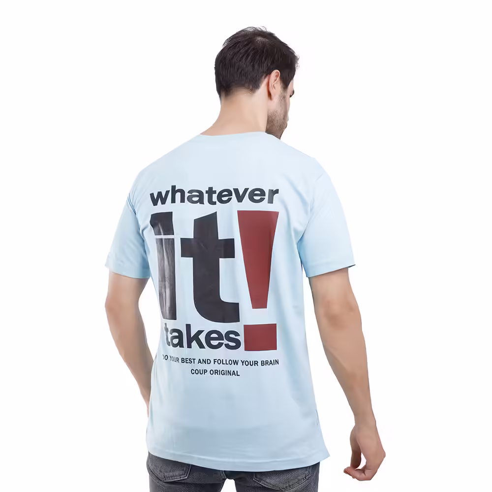 Coup - Text Print T-Shirt with Short Sleeves Coup - Text Print T-Shirt with Short Sleeves - Image 2