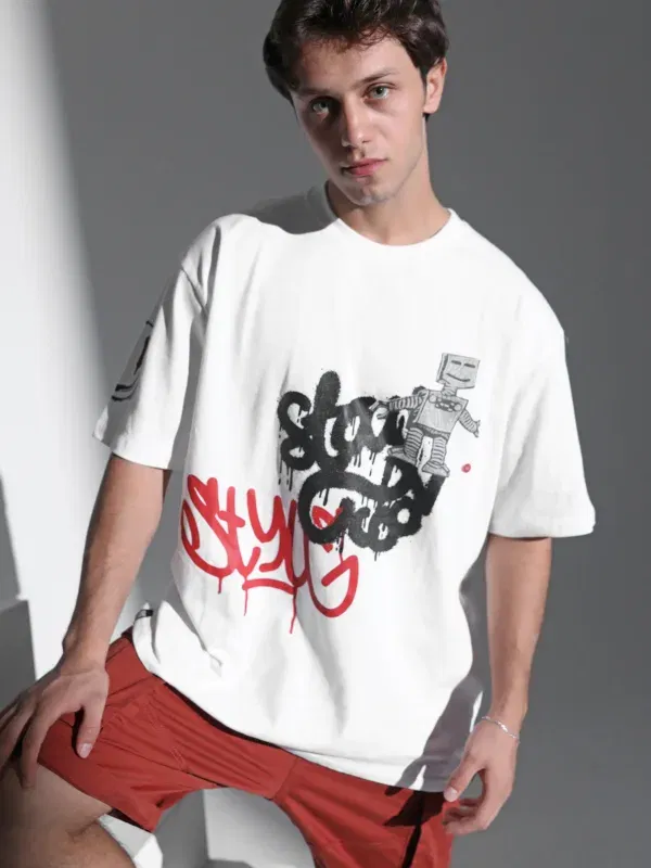 Coup Collection - Text Printed Black Oversize Cotton T-Shirt