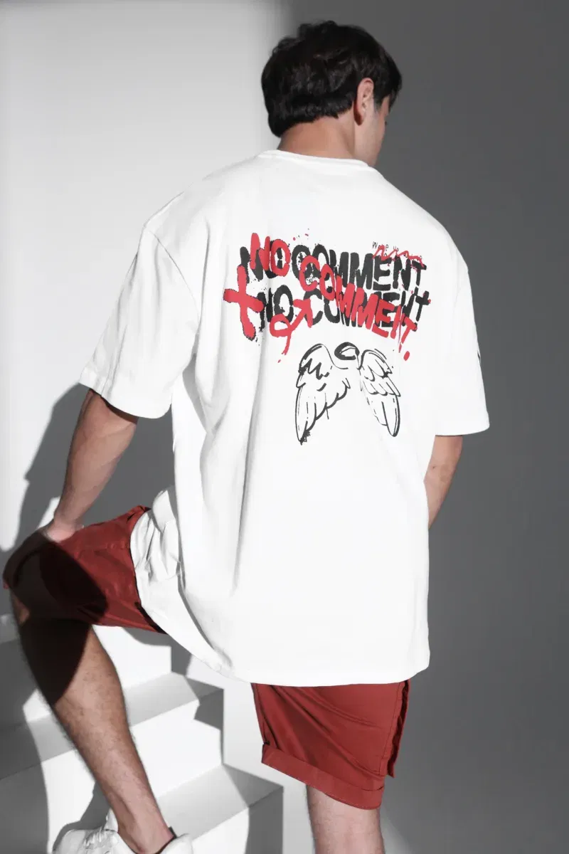 Coup Collection - Text Printed Black Oversize Cotton T-Shirt - Image 2