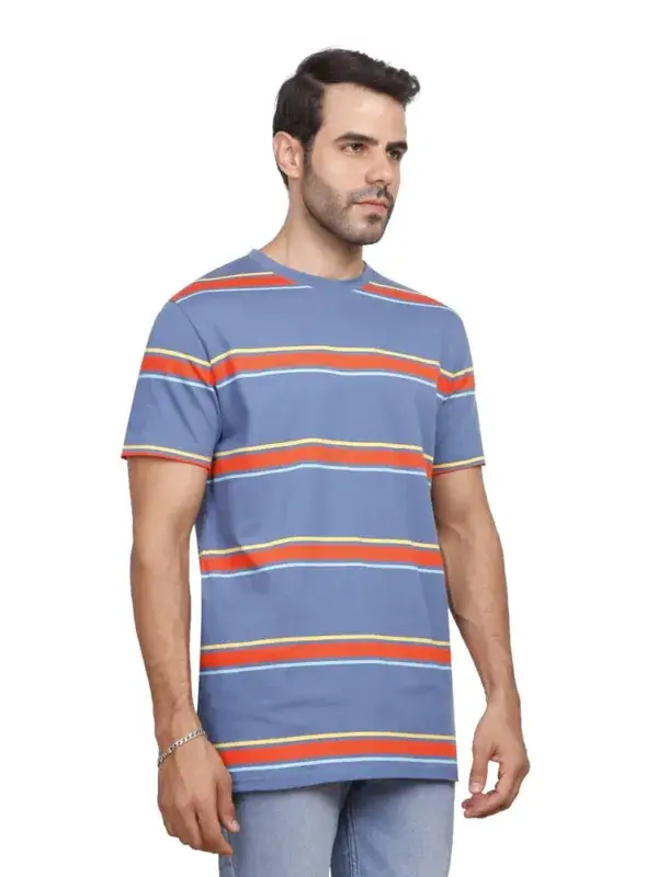 Coup Collection - Slim Fit Striped Crew Neck T-Shirt