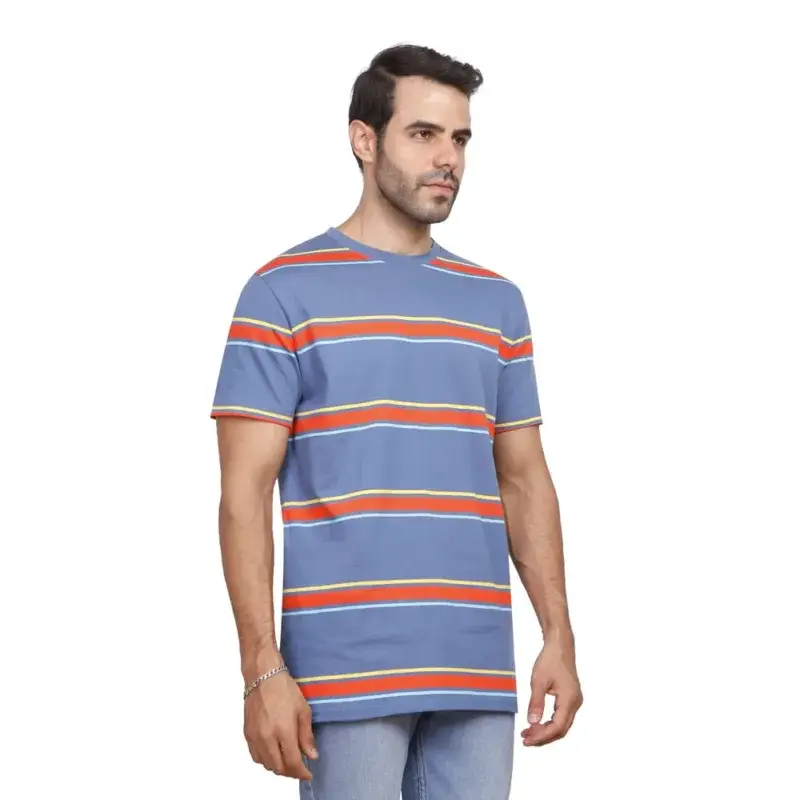 Coup Collection - Slim Fit Striped Crew Neck T-Shirt