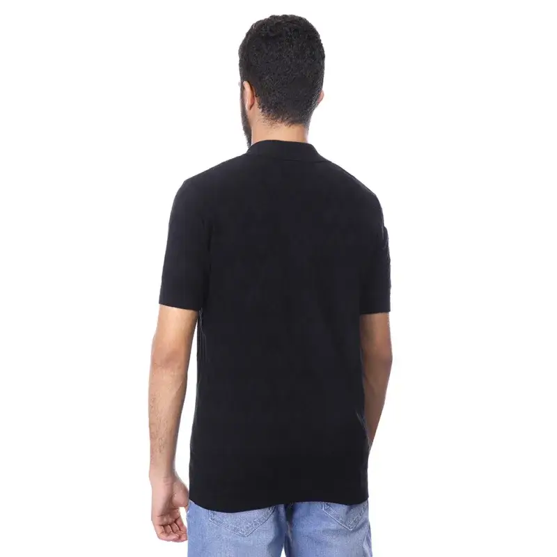 Textured Polo Neck T-shirt - Regular Cut - Image 2