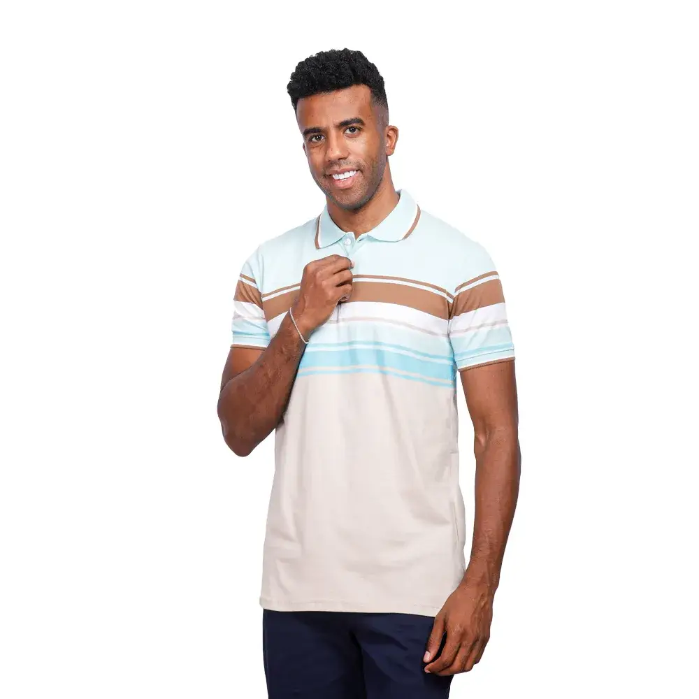 Coup Collection - Men’s Striped Polo Shirt Regular Fit قميص بولو رجالي مخطط بقصة عادية