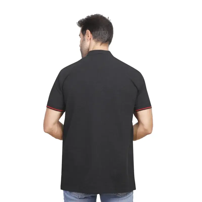 Men's Polo Neck T-Shirt - Short Sleeve, Button Closure, Logo - Image 2