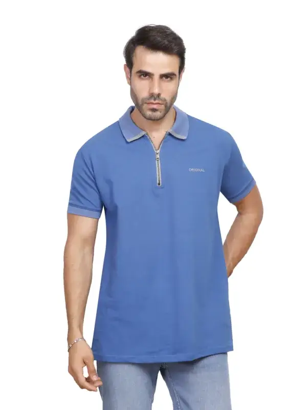 Coup - Men's Regular Fit Zippered Polo-Shirt