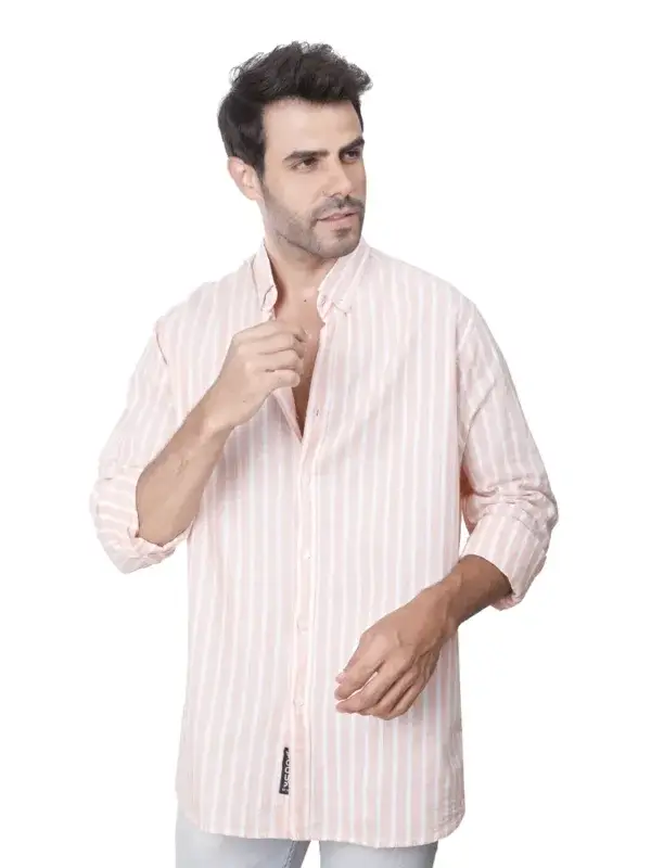 Coup - Modern Regular Fit Striped Men's Shirt - Long Sleeve Collar, Buttoned