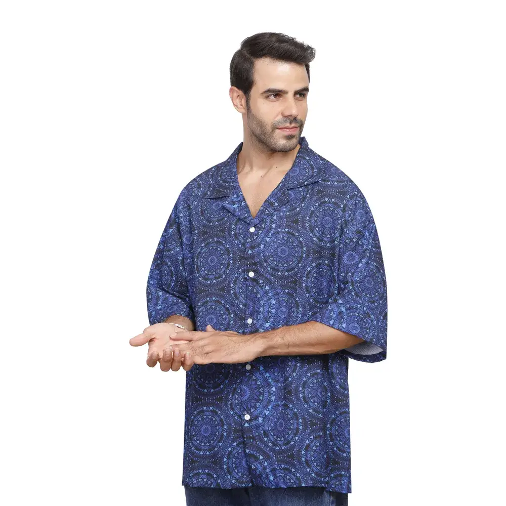 Coup - Blue Full Covered Shirt with Short Sleeve Coup - Blue Full Covered Shirt with Short Sleeve