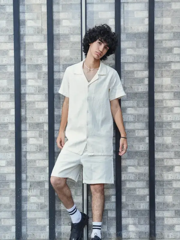 Coup - Offwhite Linen Textured Men's Shirt