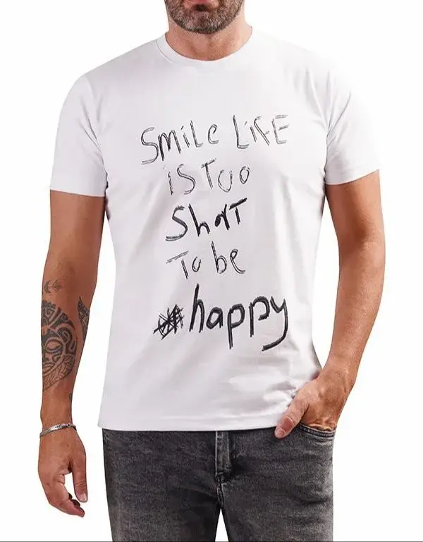 Coup Collection - Text Print T-Shirt with Short Sleeves