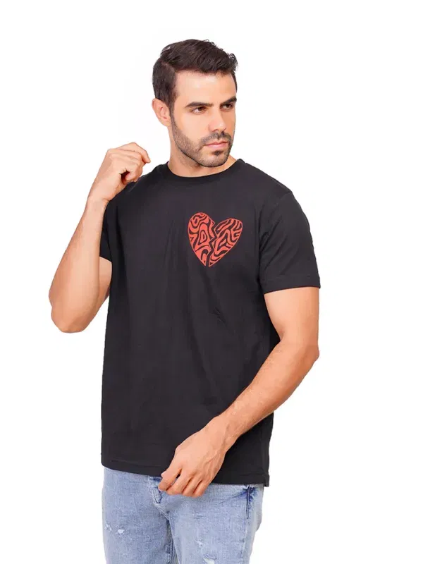 Coup - Heart Printed T-shirt With Short Sleeves
