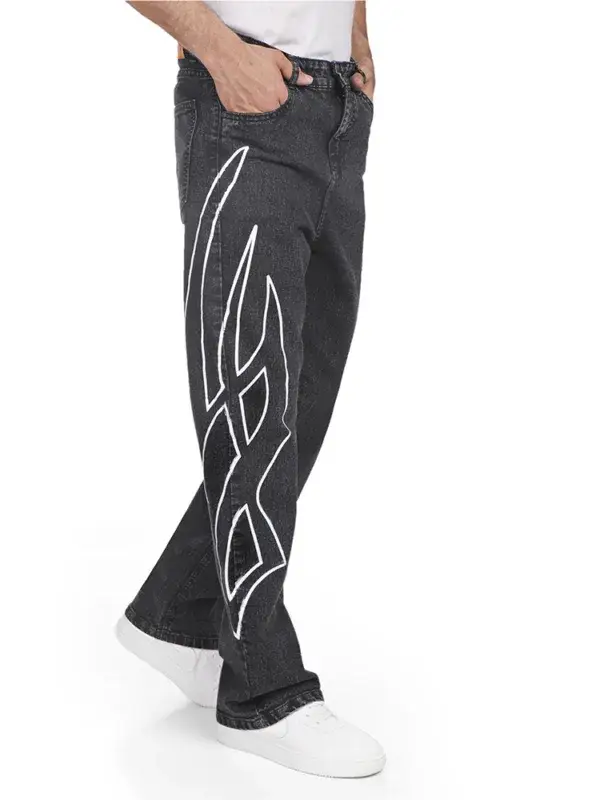 Coup - StreetWear Loose Jeans - Wide Leg, Printed Relaxed Fit