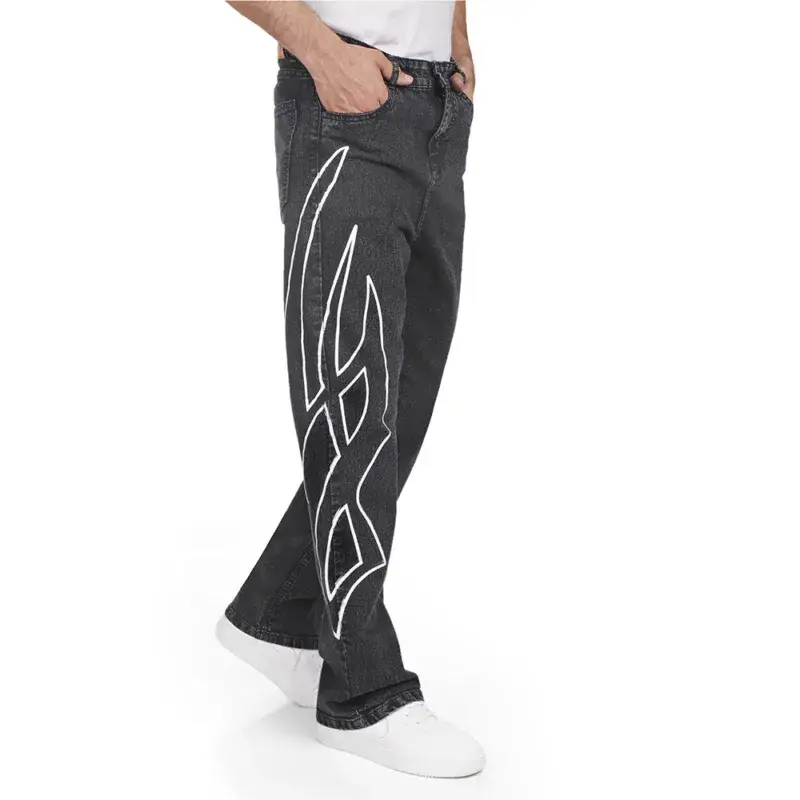 Coup - StreetWear Loose Jeans - Wide Leg, Printed Relaxed Fit