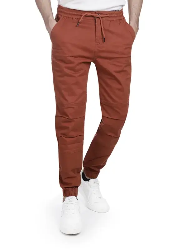 Men's Gabardine Cotton Linen Slim Fit Side Pocket Stretch Chino Pants