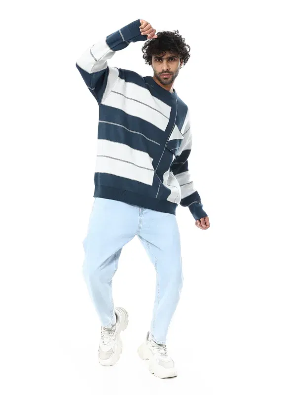 Coup Collection - Men's Crew Neck Striped Casual Knitwear