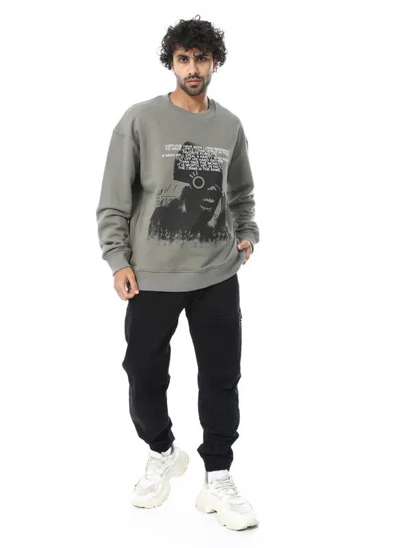 Coup Collection -  Printed Sweatshirt with Round Neck and Long Sleeves