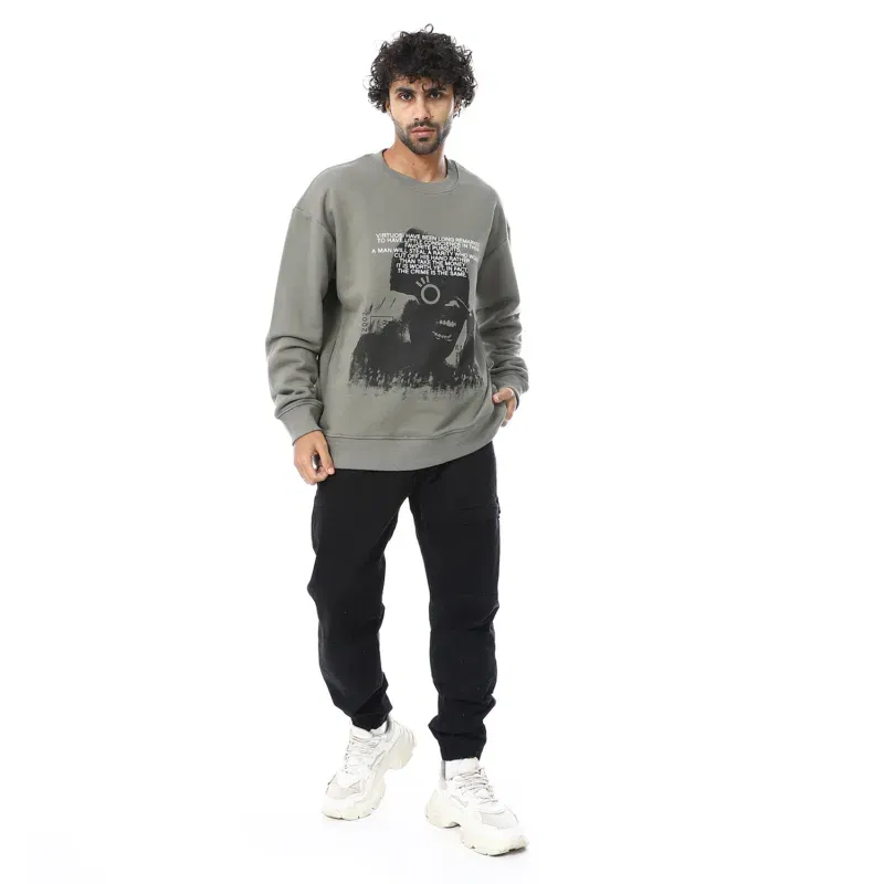 Coup Collection -  Printed Sweatshirt with Round Neck and Long Sleeves