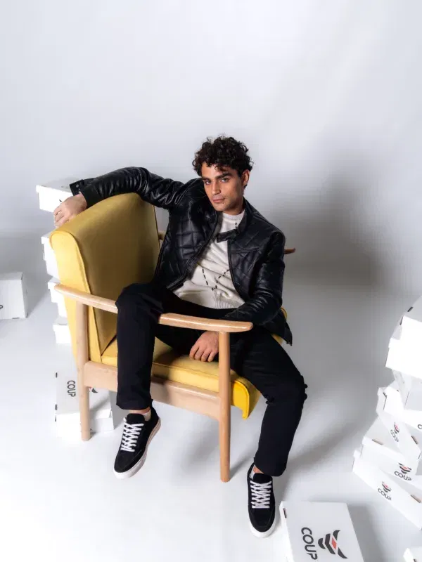 جاكيت جلد رجالي - ليذر جاكيت - leather jacket semi formal