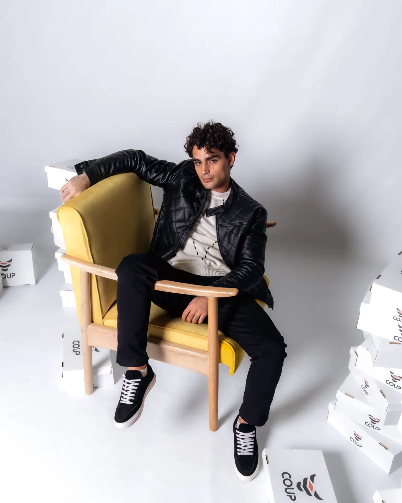 جاكيت جلد رجالي من كولكشن Coup – تسوقه الآن بخصم 75% جاكيت جلد رجالي - ليذر جاكيت - leather jacket semi formal