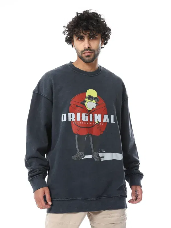 Coup Collection – Printed Sweatshirt with Round Neck and Long Sleeves
