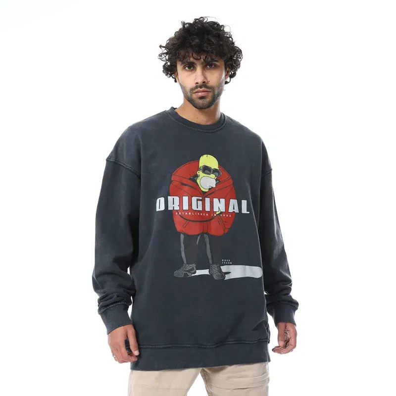 Coup Collection – Printed Sweatshirt with Round Neck and Long Sleeves