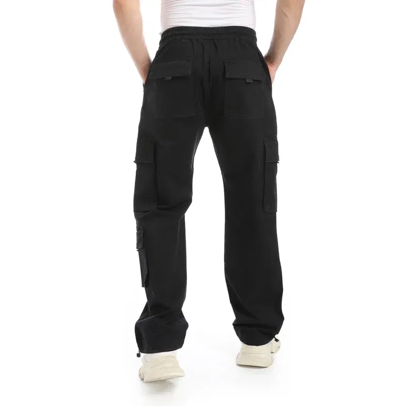 Coup New Season Elastic Waist and Lace-Up Quality Relaxed Fit Wide Leg Baggy Pants - Image 2