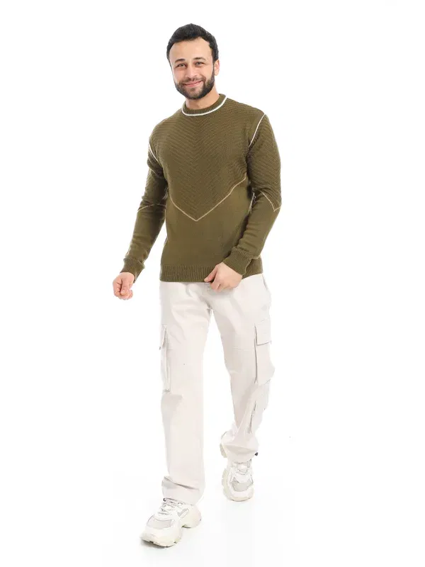 Coup - Blocked Slim Fit Crew Neck Knitwear Sweater