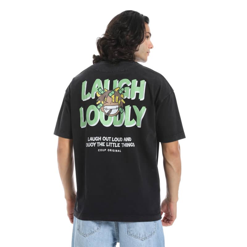 Coup Collection - Anthracite Faded Effect Oversize Cotton T-Shirt - Image 2