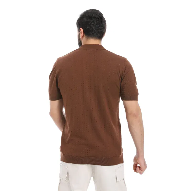 Coup - Men’s Woven Polo Neck T-Shirt - Image 2