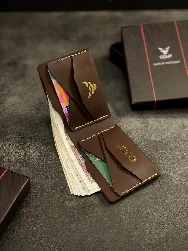 Enfold Wallet - Nubuck Leather With Golden Logo Print - Image 2