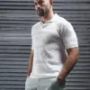 قميص بولو محبوك بأكمام قصيرة