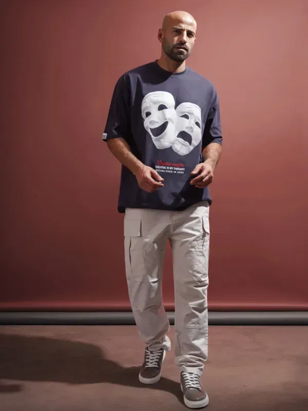 Coup - Navy Theater Masks Printed T-shirt