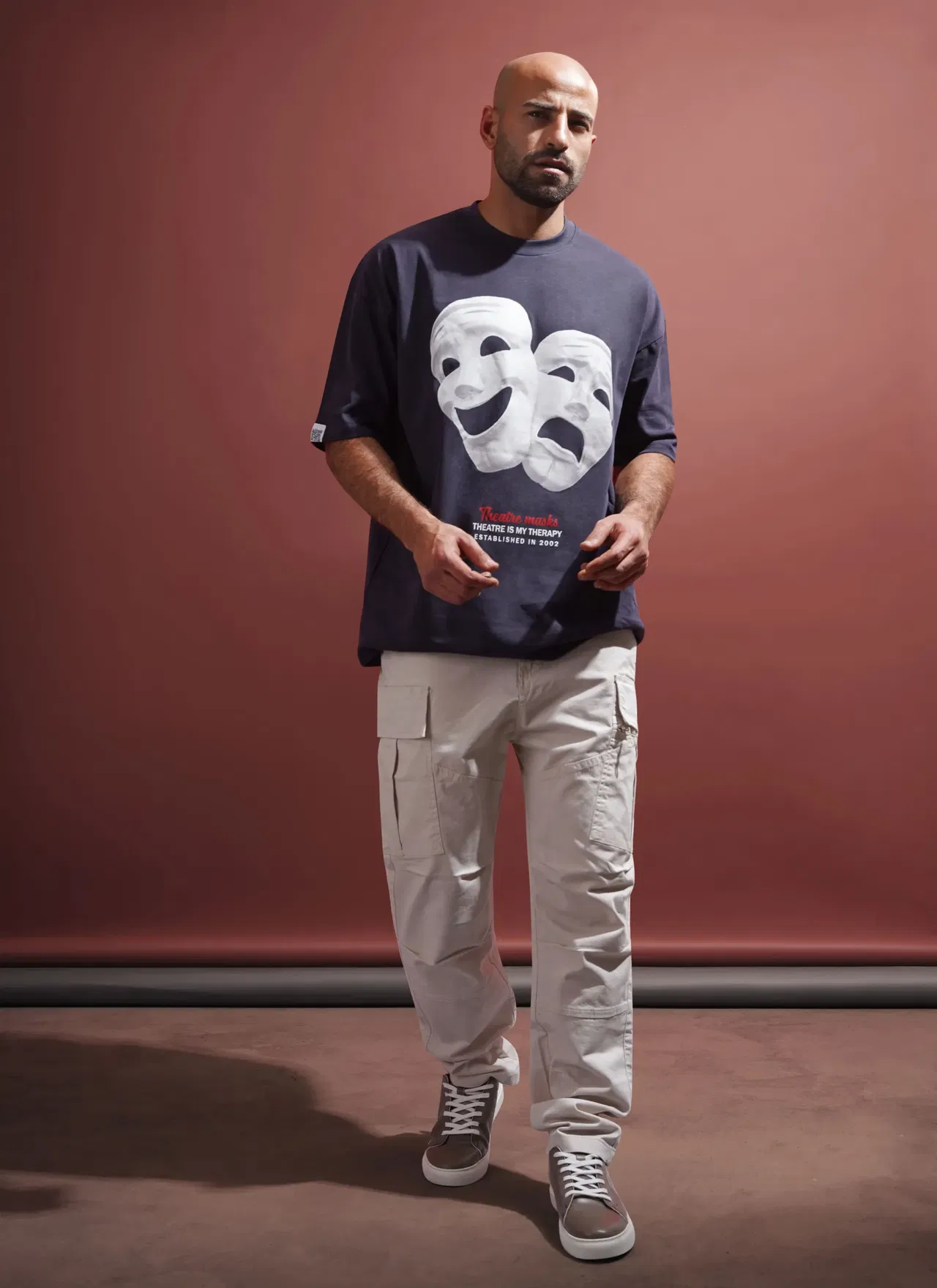 Coup - Navy Theater Masks Printed T-shirt Coup - Navy Theater Masks Printed T-shirt