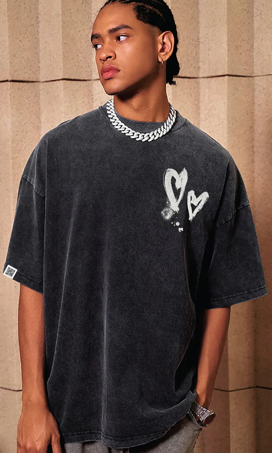 Coup - Oversized T-Shirt with Painted Hearts Coup - Oversized T-Shirt with Painted Hearts