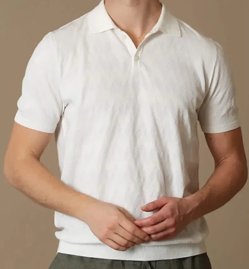 Coup - Polo Neck Knitwear T-Shirt - Regular Fit, Short Sleeve