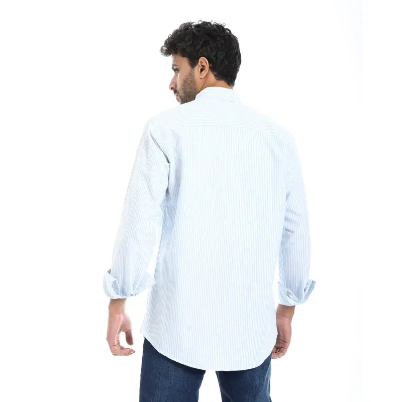 Coup Collection - Pinstripe Regular Fit Shirt - Button Collar - Image 2
