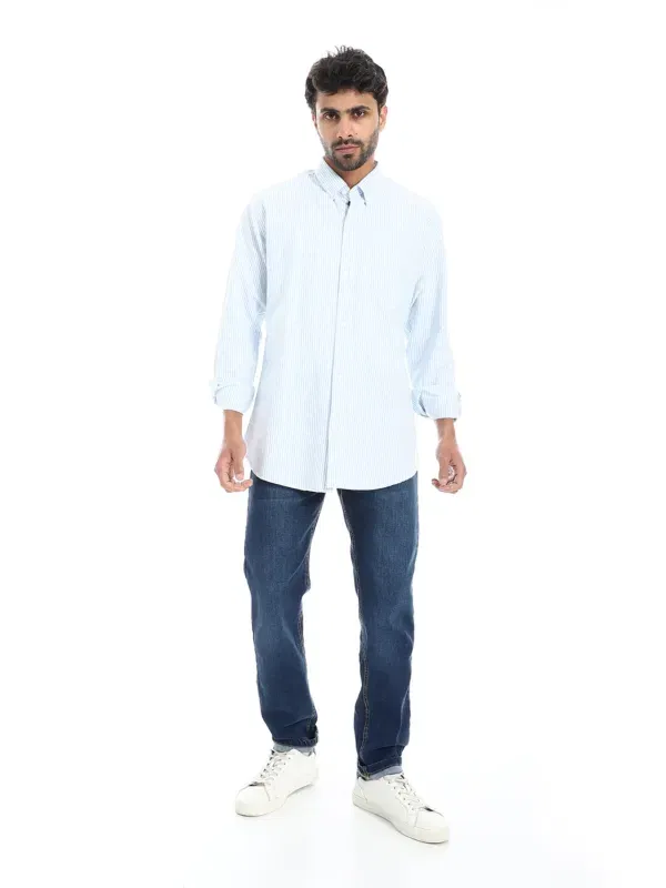 Coup Collection - Pinstripe Regular Fit Shirt - Button Collar