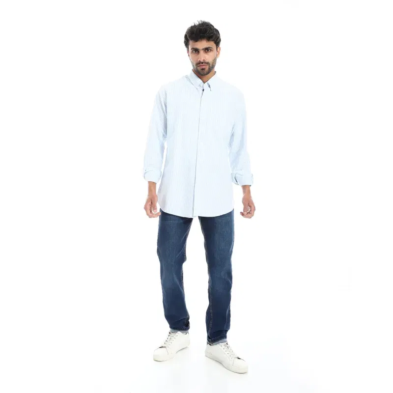 Coup Collection - Pinstripe Regular Fit Shirt - Button Collar