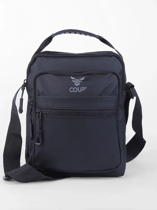 Coup - Men's Black Luxury shoulder Wristband Belted Portfolio Handbag