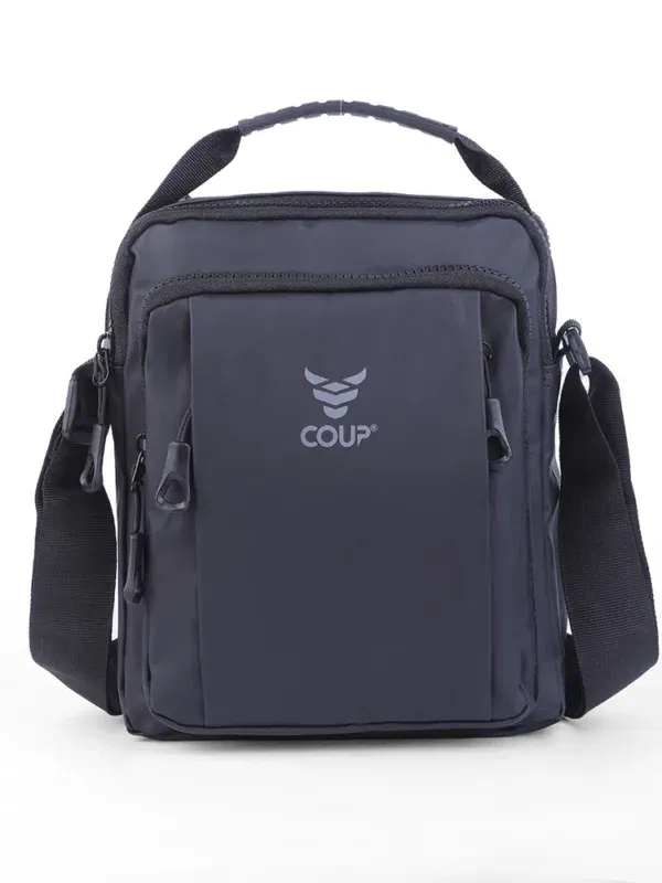 Coup - Men's Black Luxury shoulder Wristband Belted Portfolio Handbag