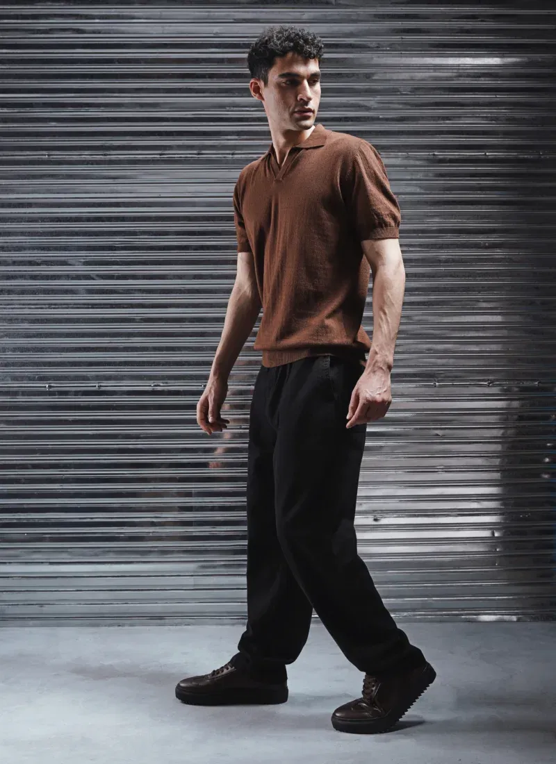 Coup - Men’s Woven Polo Neck T-Shirt