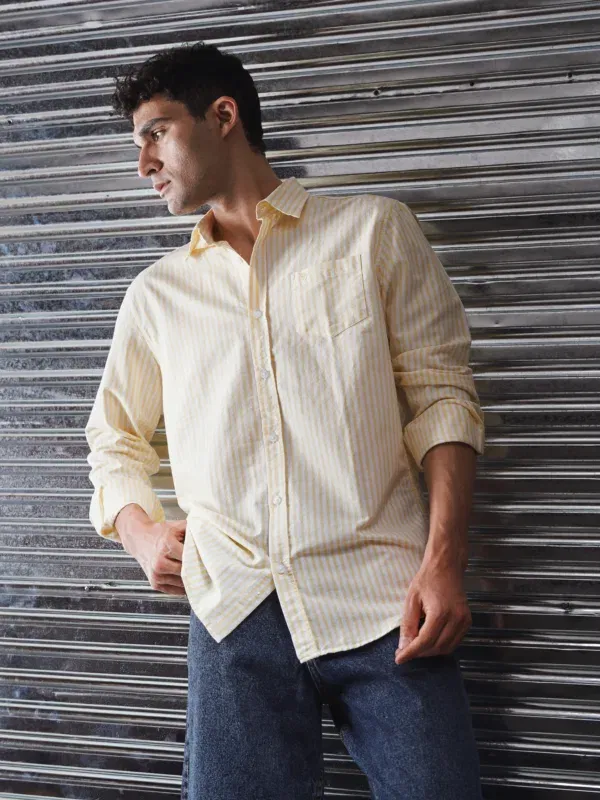 Coup - Men's Striped Cotton Modern Regular Fit Shirt