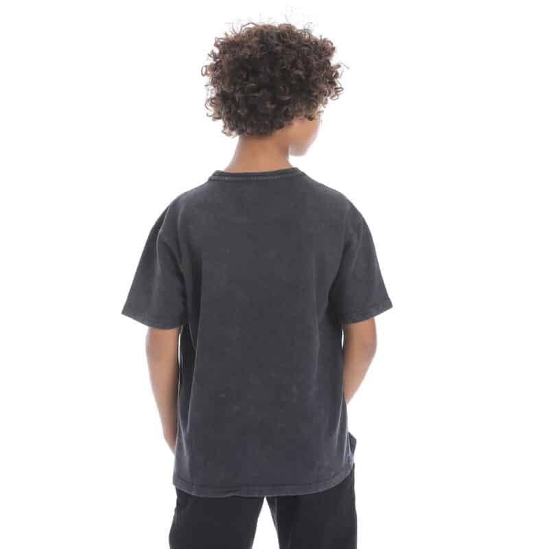 Boy Washed Grey Printed Loose Fit Half Sleeves T-Shirt - Image 2
