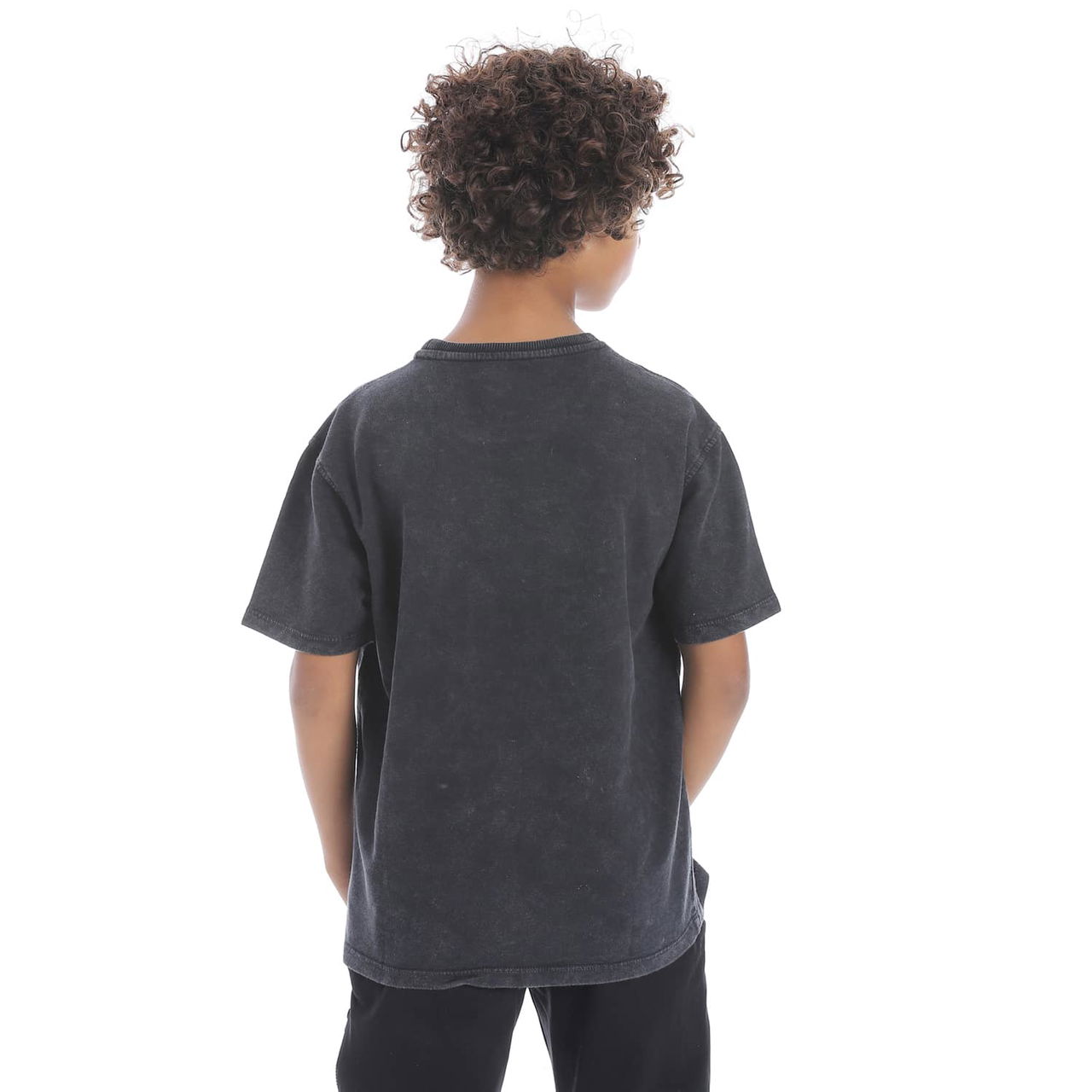 Boy Washed Grey Printed Loose Fit Half Sleeves T-Shirt - Image 2