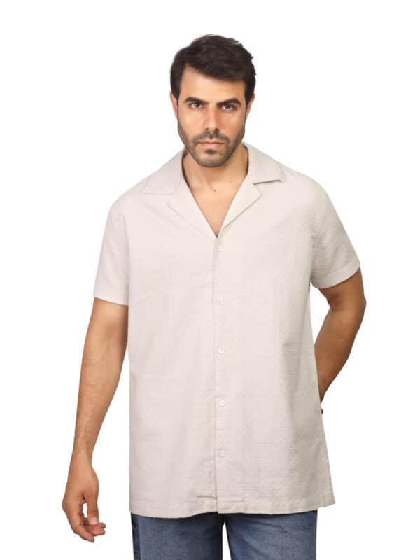 Coup - Interlock Detail Regular Fit Shirt with Camp Collar